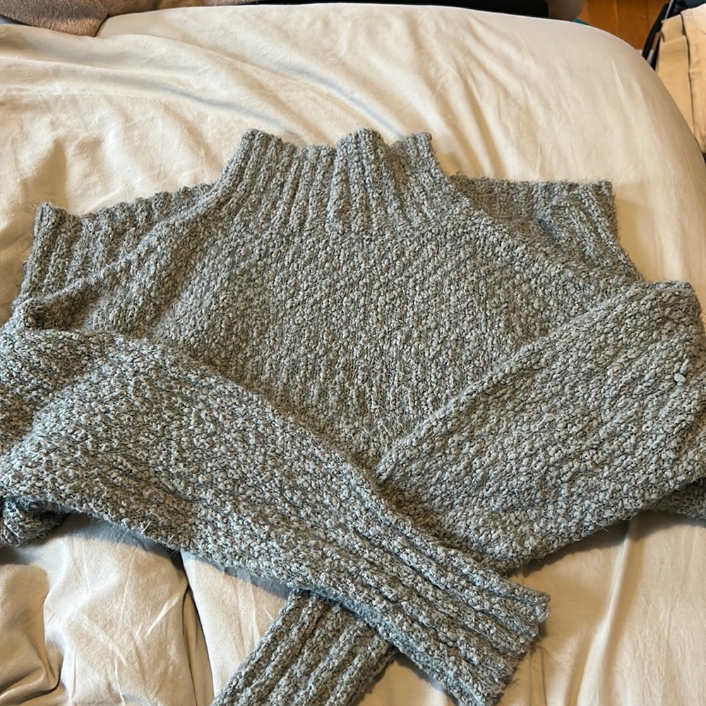 Green mock turtleneck sweater